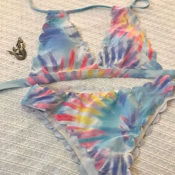 NWT $99 October Love | Mermaid Shell Bikini | Pastel Tie Dye - Picture 14 of 16